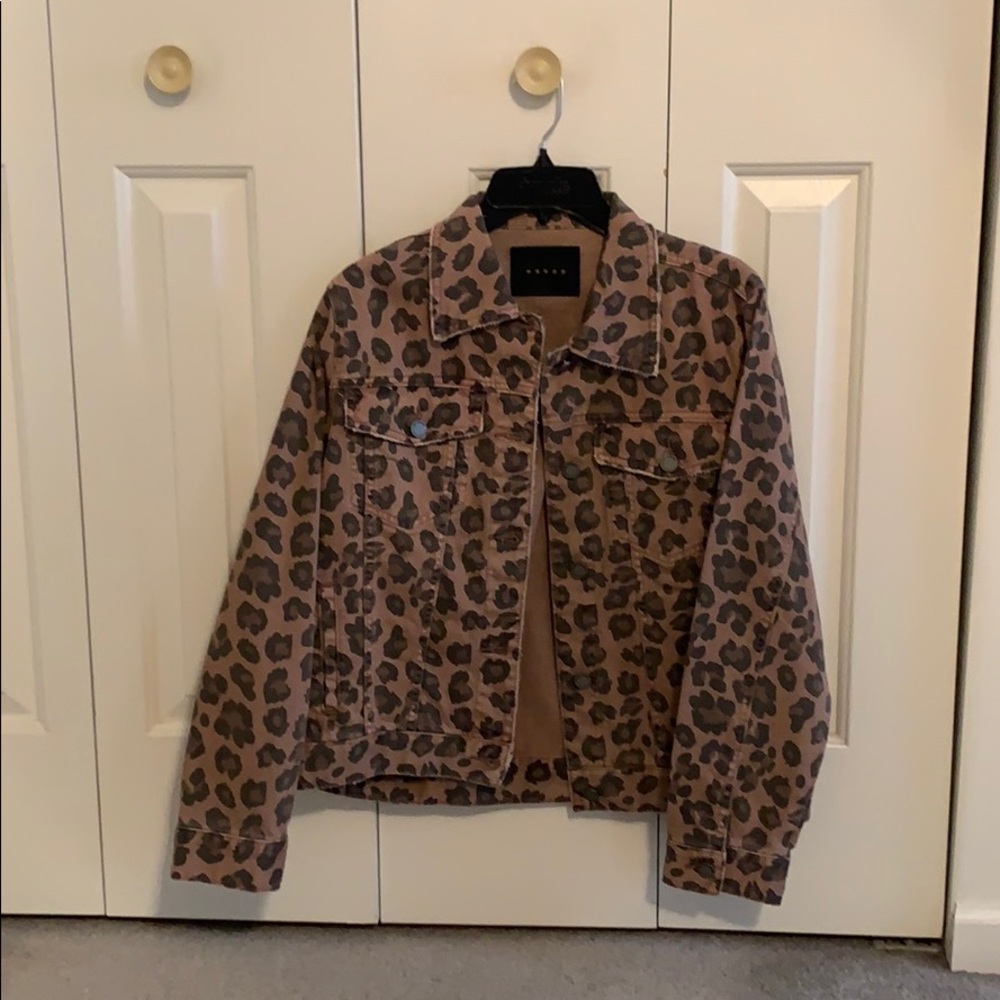 Brown Cheetah Print Jean Jacket